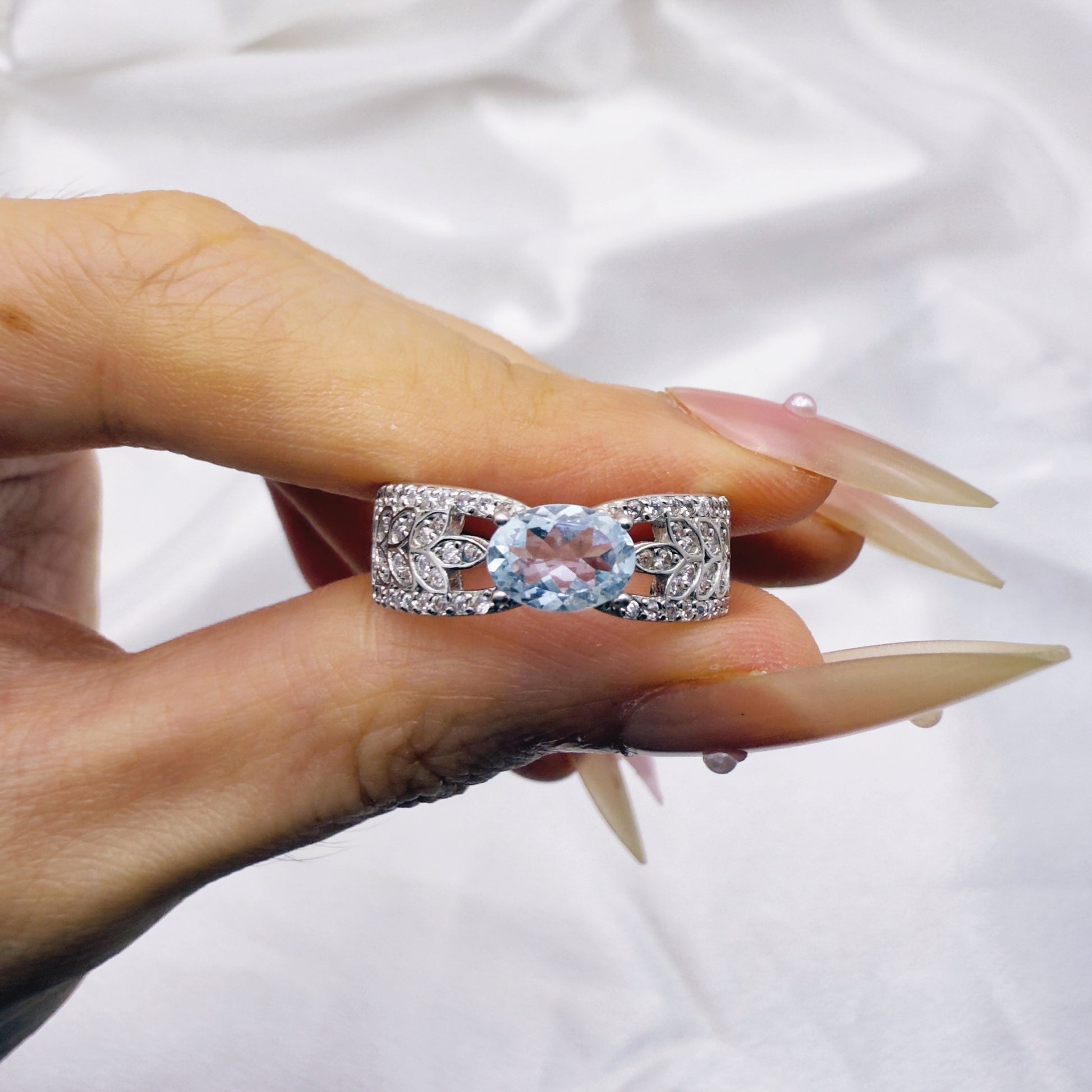 Ocean Soul Aquamarine Adjustable Ring S925 Silver