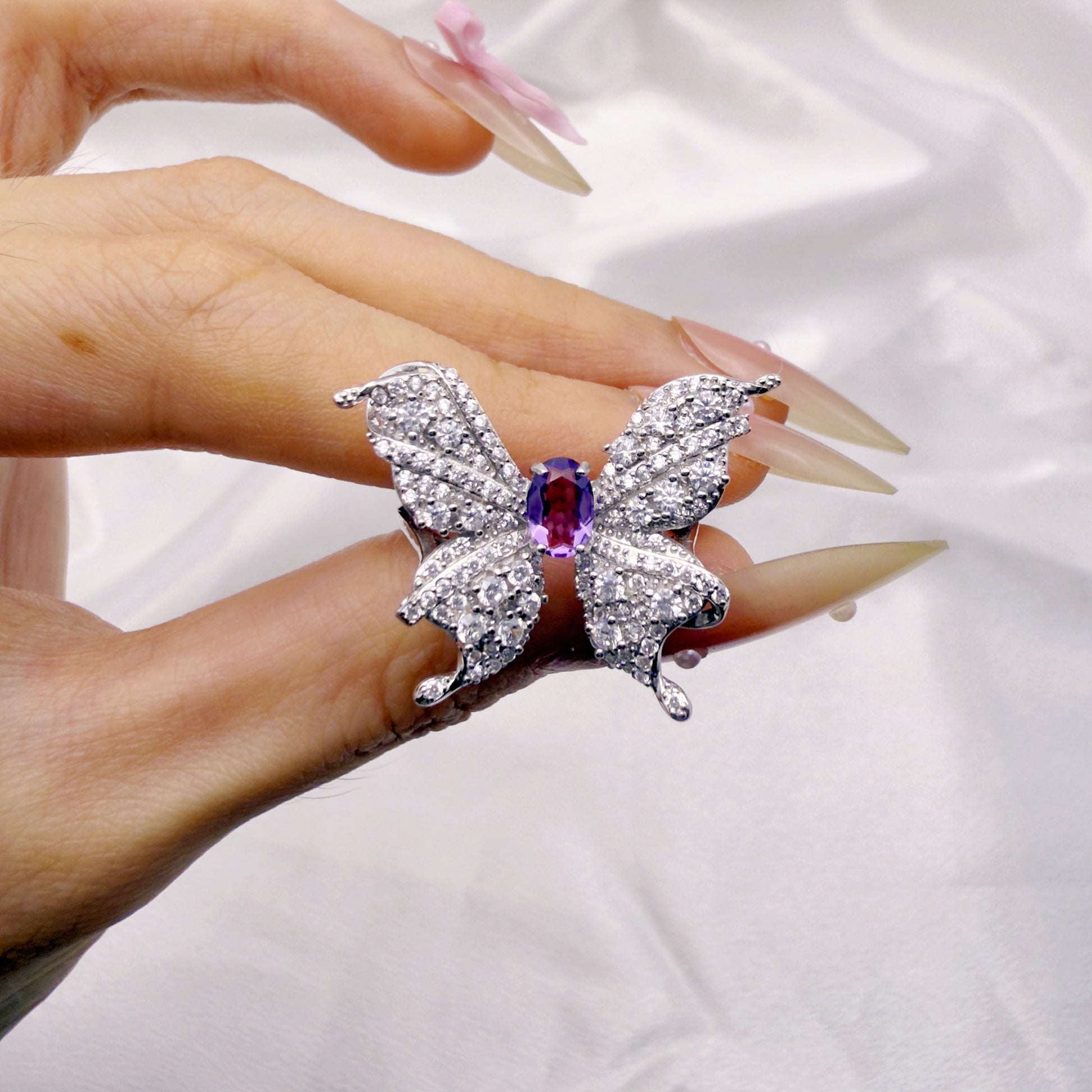 Inner Light Amethyst Adjustable Ring S925 Silver