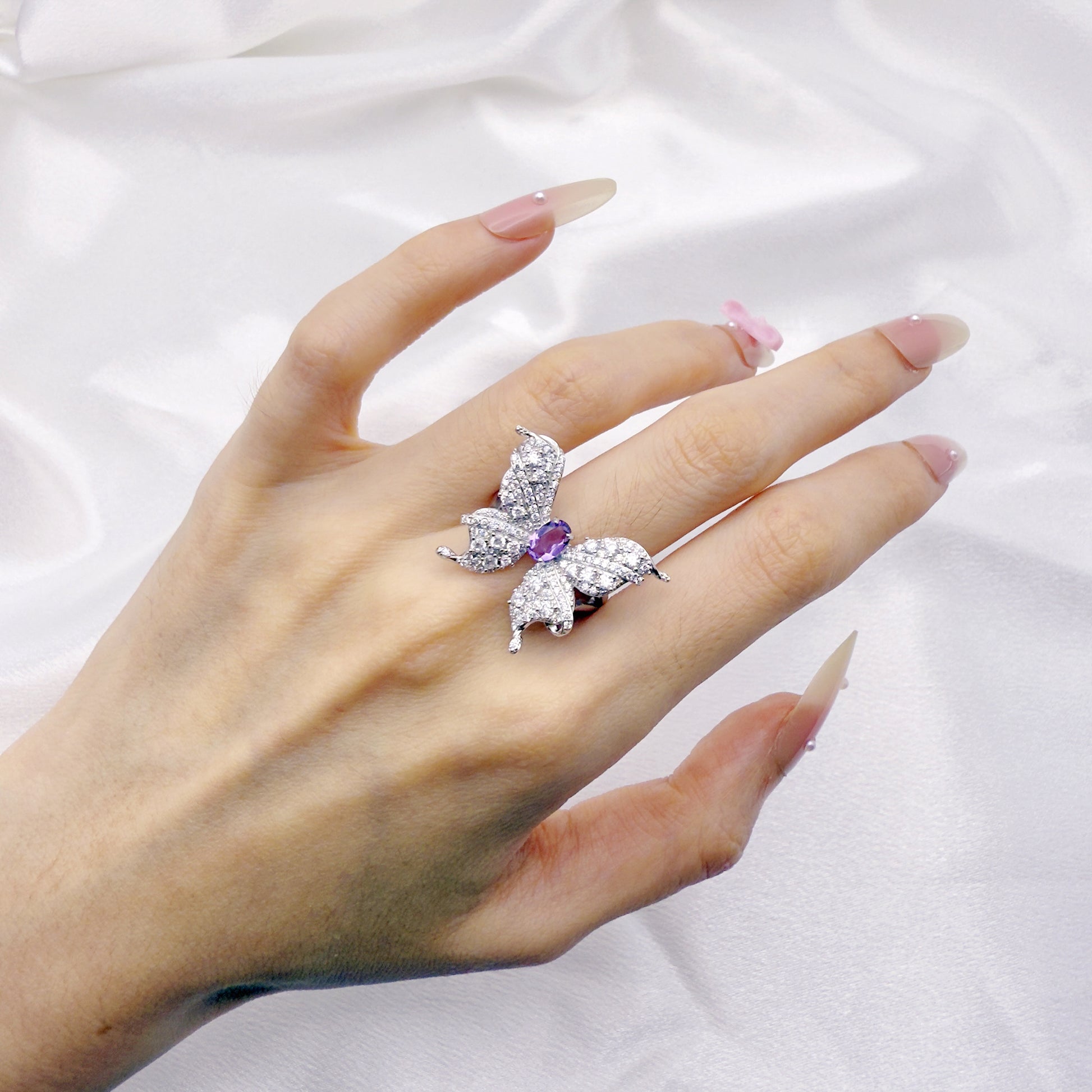 Inner Light Amethyst Adjustable Ring S925 Silver