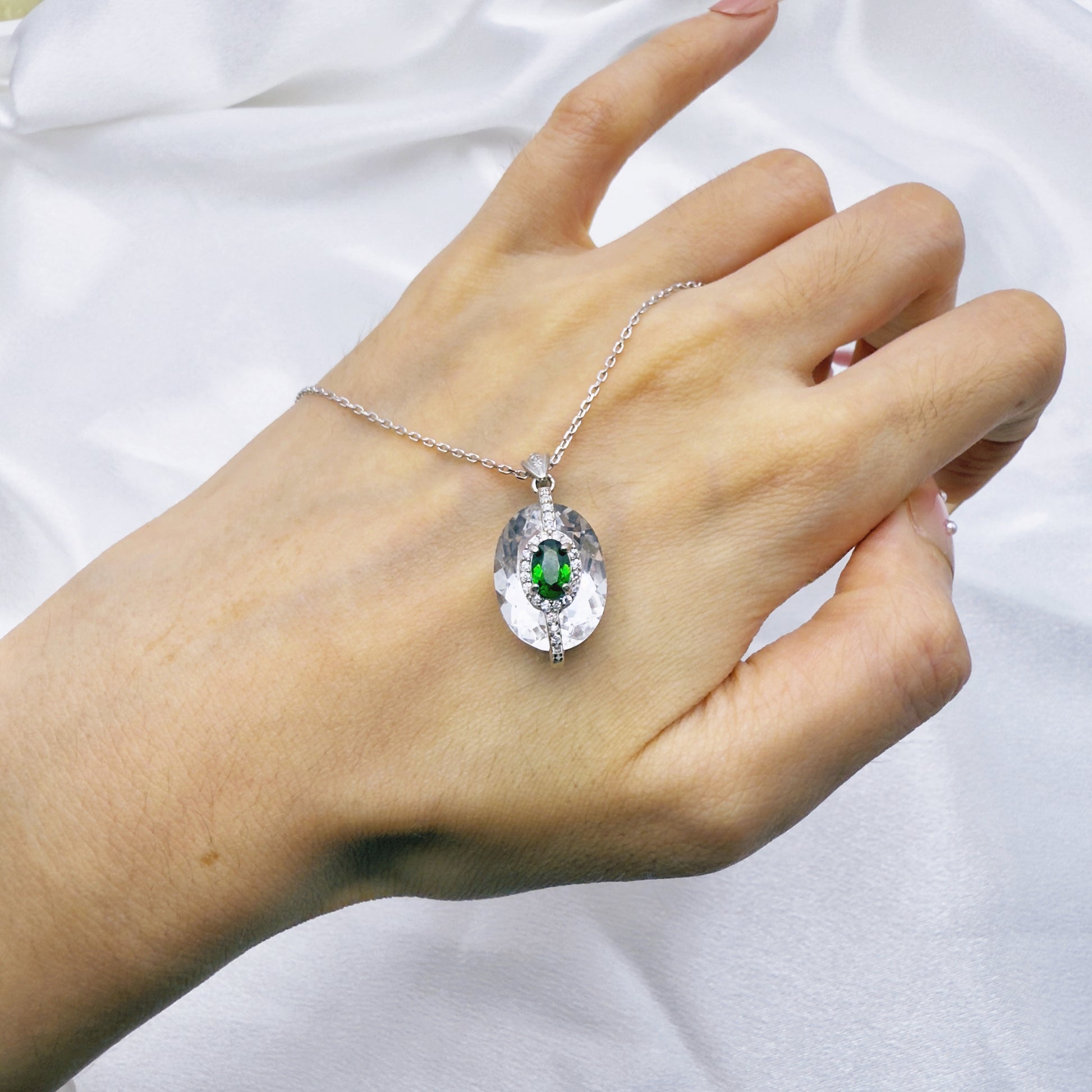 Green Awakening Diopside Necklace S925 Silver
