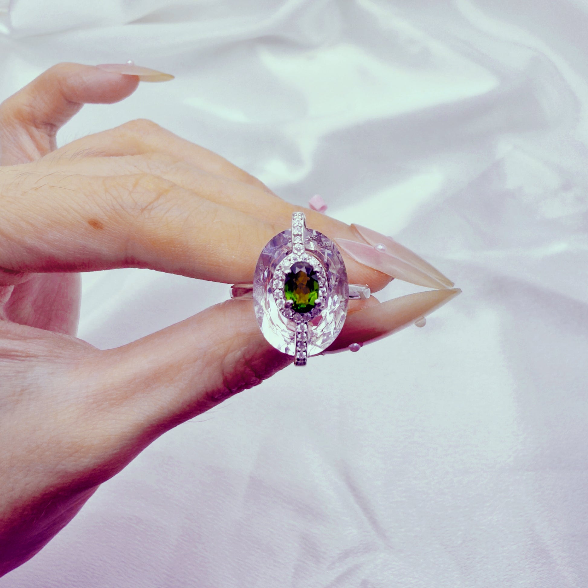 Green Awakening Diopside Adjustable Ring S925 Silver