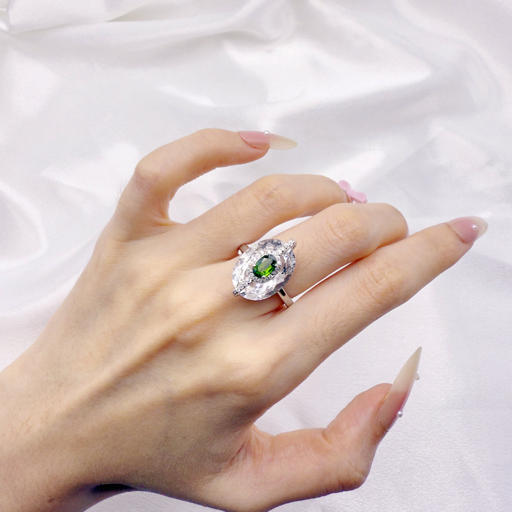 Green Awakening Diopside Adjustable Ring S925 Silver
