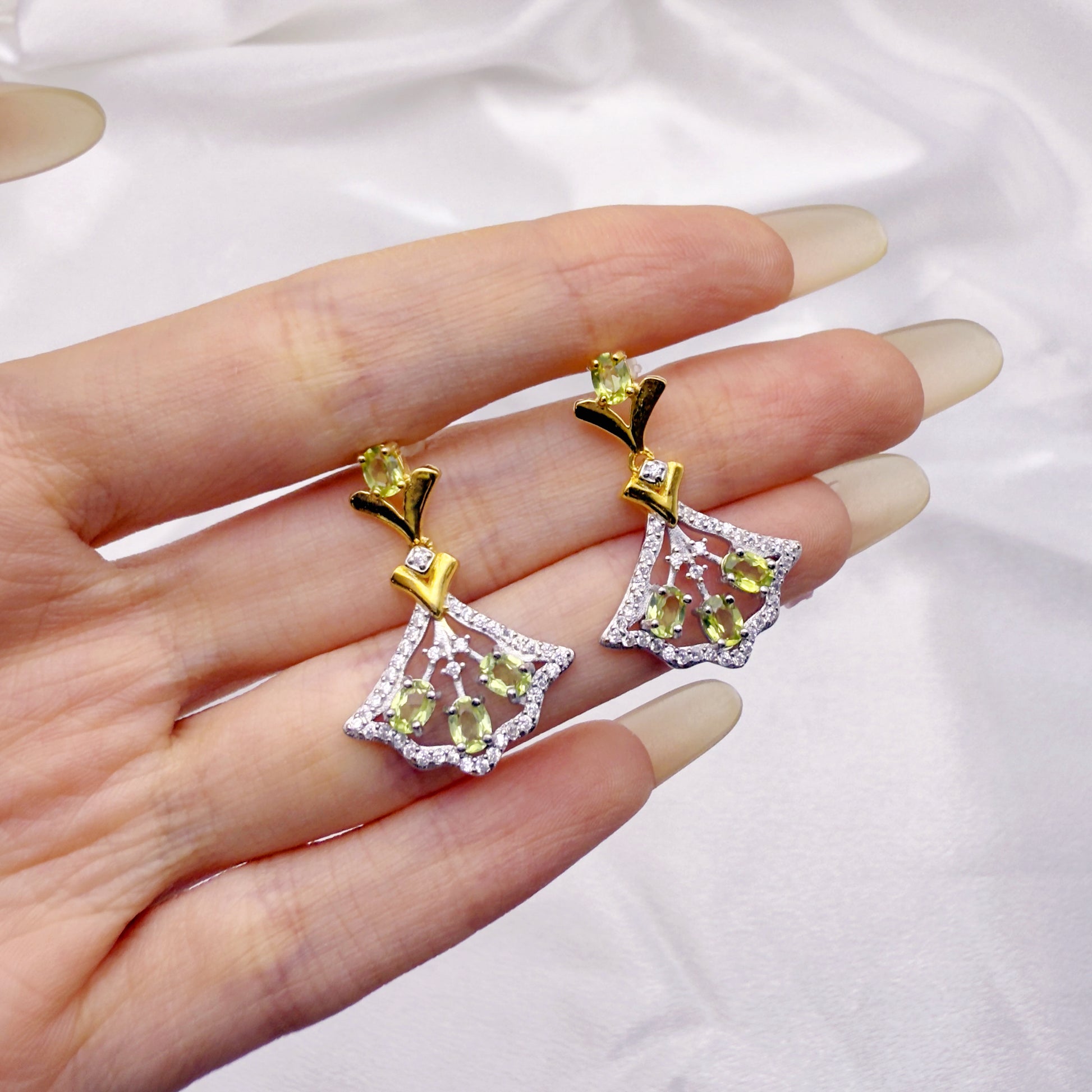 Spring Radiance Peridot Earrings S925 Silver