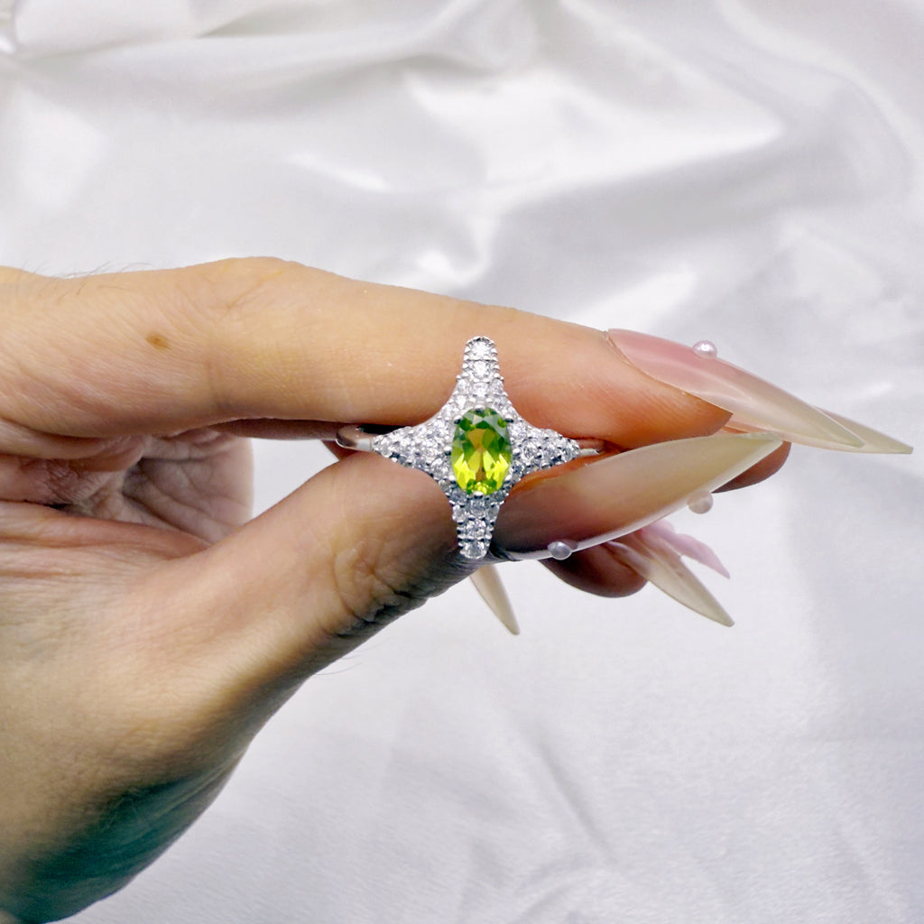 Spring Radiance Peridot Adjustable Ring S925 Silver