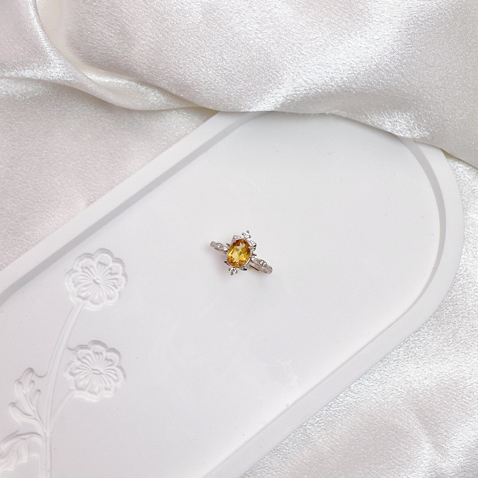 Golden Bloom Citrine Adjustable Ring S925 Silver