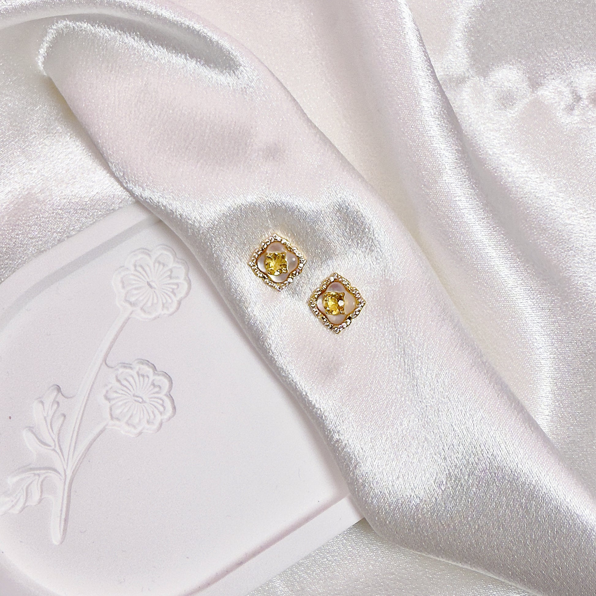 Golden Bloom Citrine Earrings S925 Silver