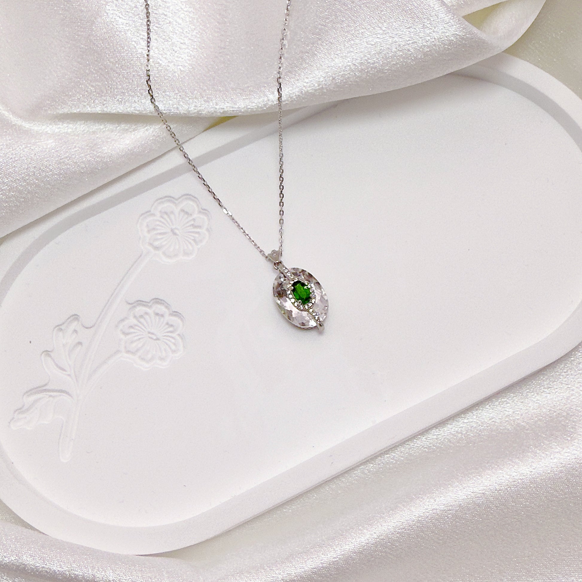 Green Awakening Diopside Necklace S925 Silver