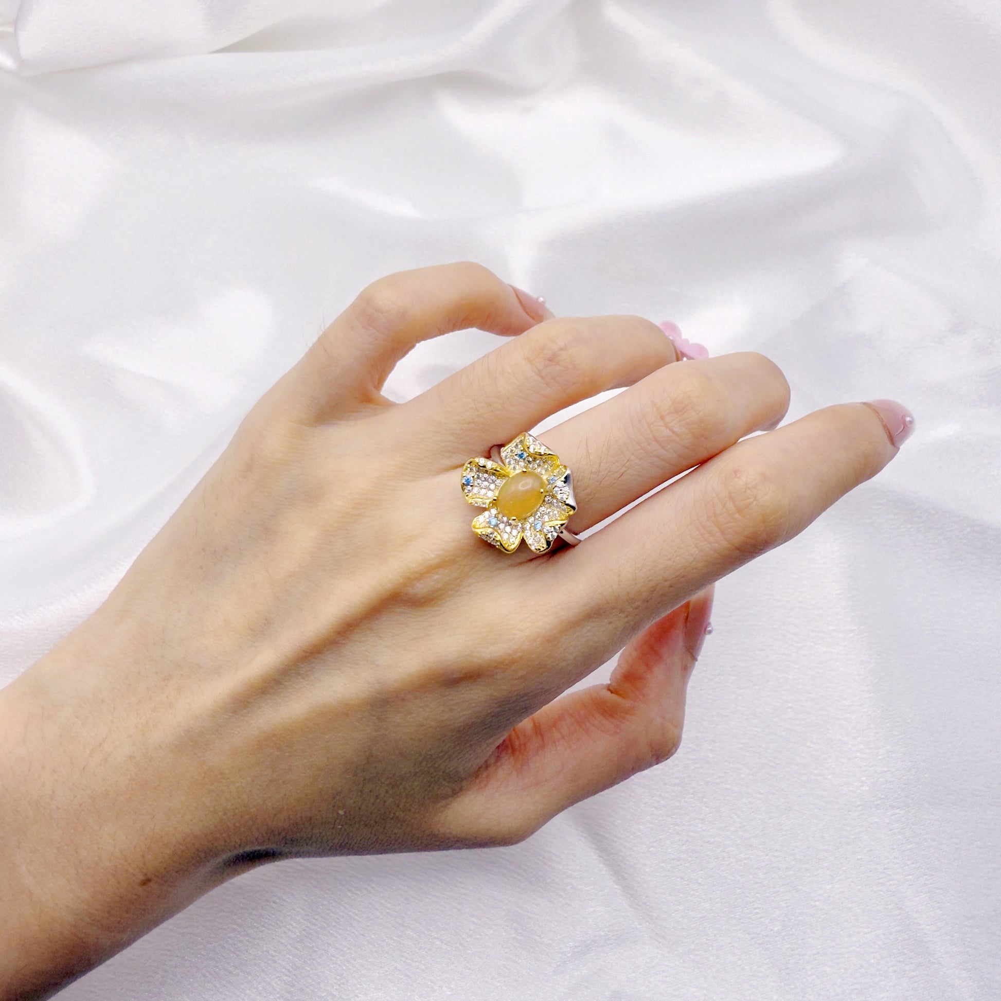 Dreamfire Opal Adjustable Ring S925 Silver