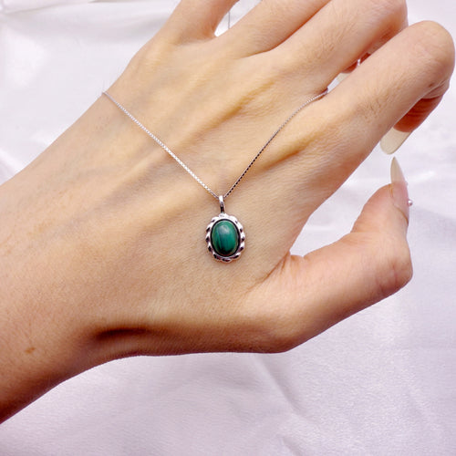 Bold Aura Malachite Necklace S925 Silver