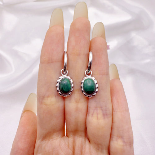 Bold Aura Malachite Earrings S925 Silver