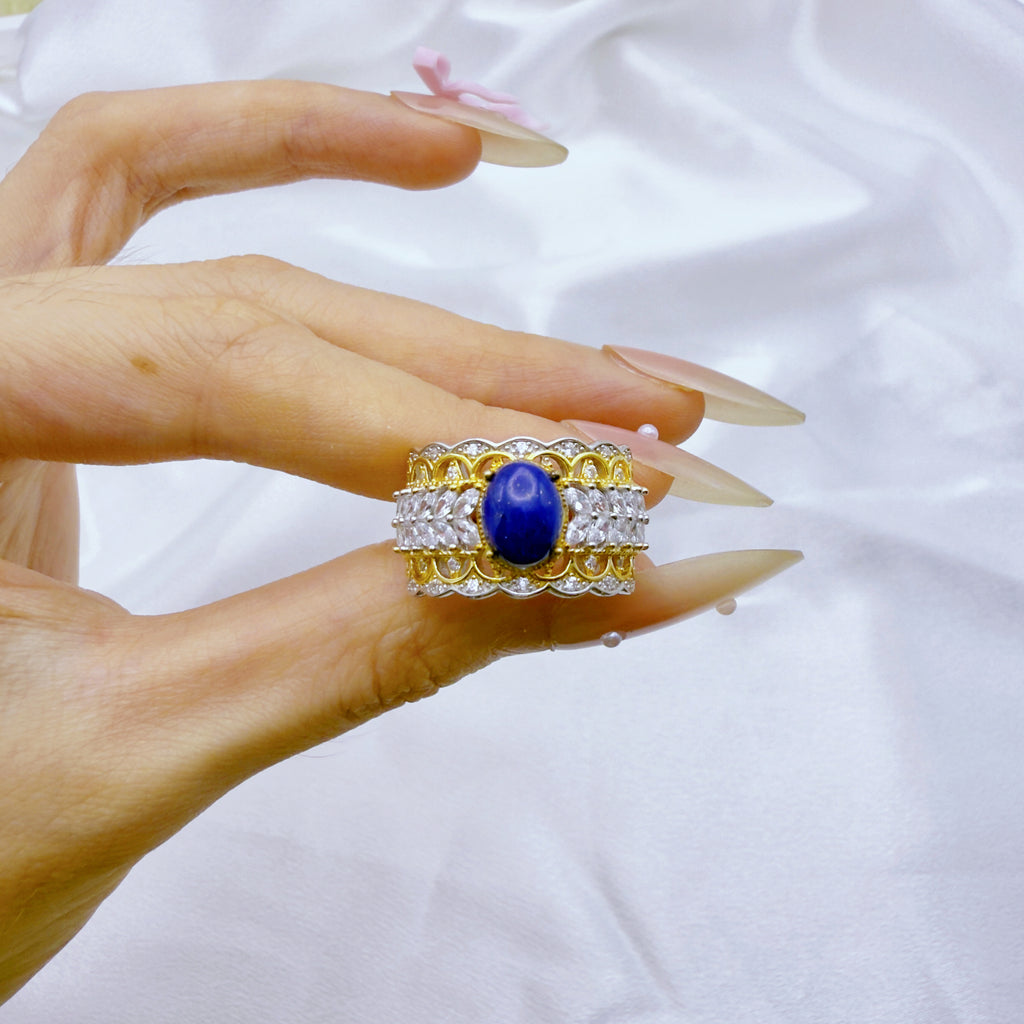 Lace Reverie Lapis Adjustable Ring S925 Silver