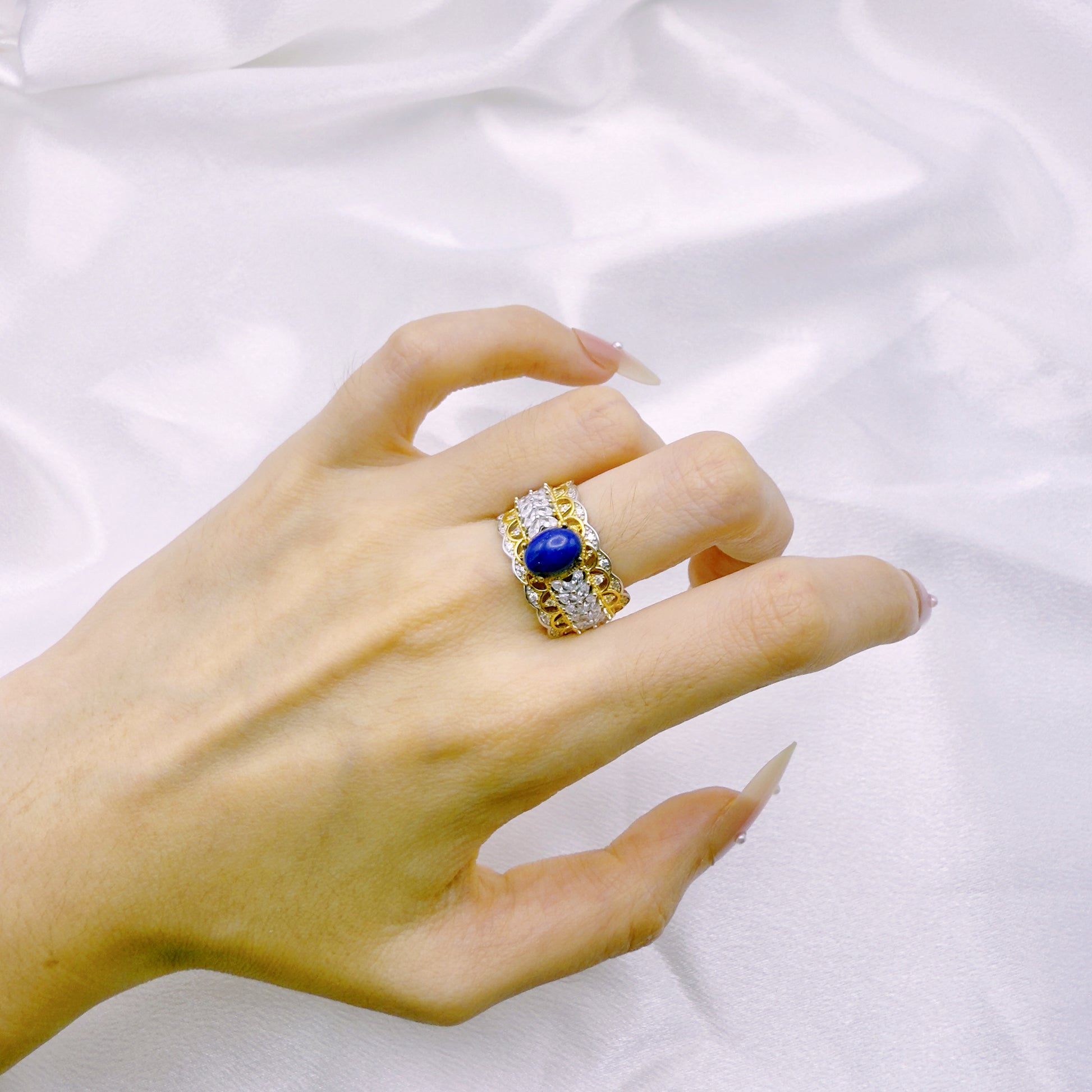 Lace Reverie Lapis Adjustable Ring S925 Silver