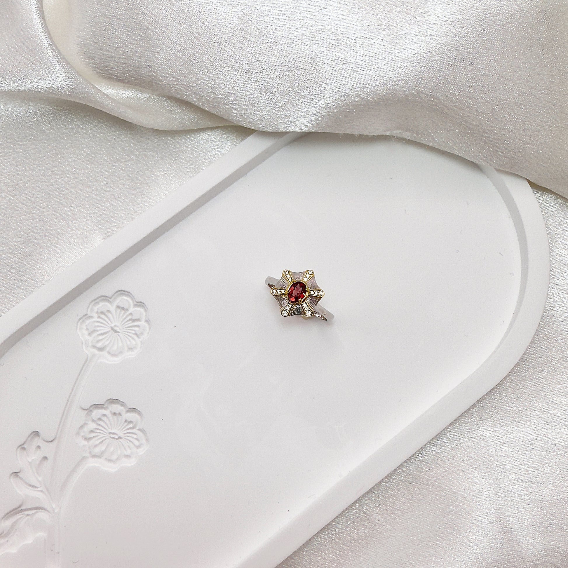 Soulfire Garnet Adjustable Ring S925 Silver