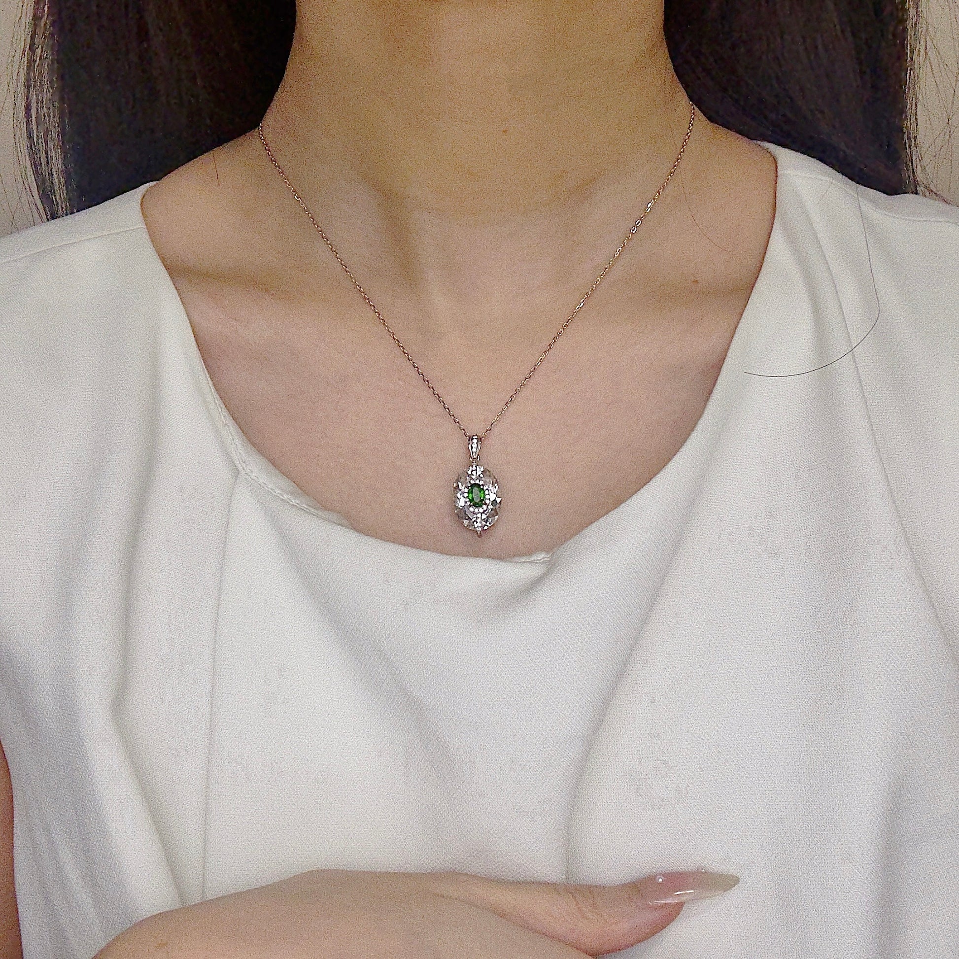 Green Awakening Diopside Necklace S925 Silver