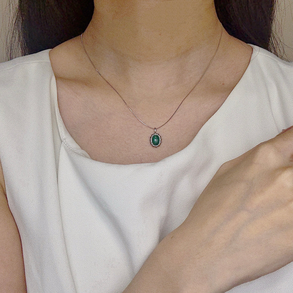 Bold Aura Malachite Necklace S925 Silver