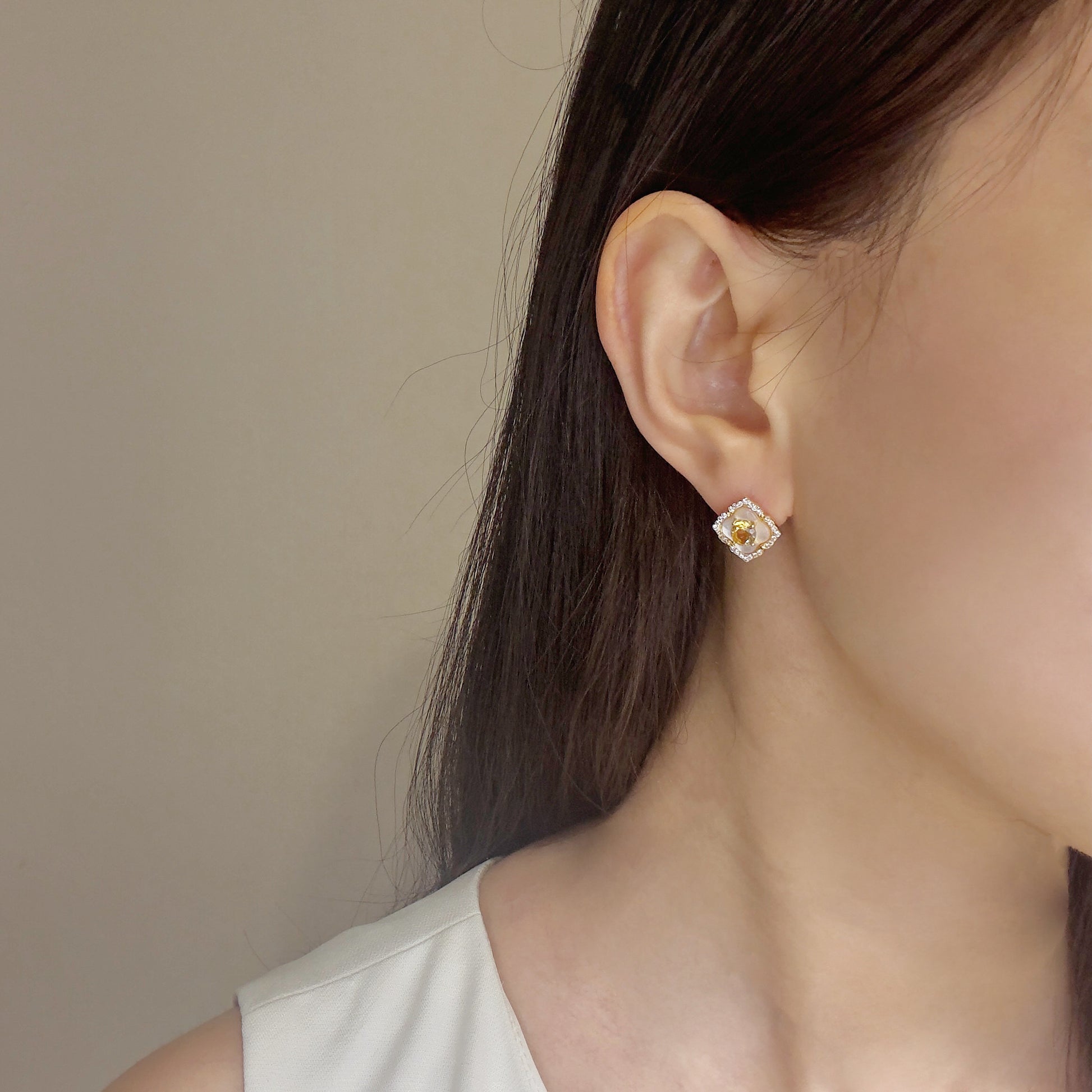 Golden Bloom Citrine Earrings S925 Silver