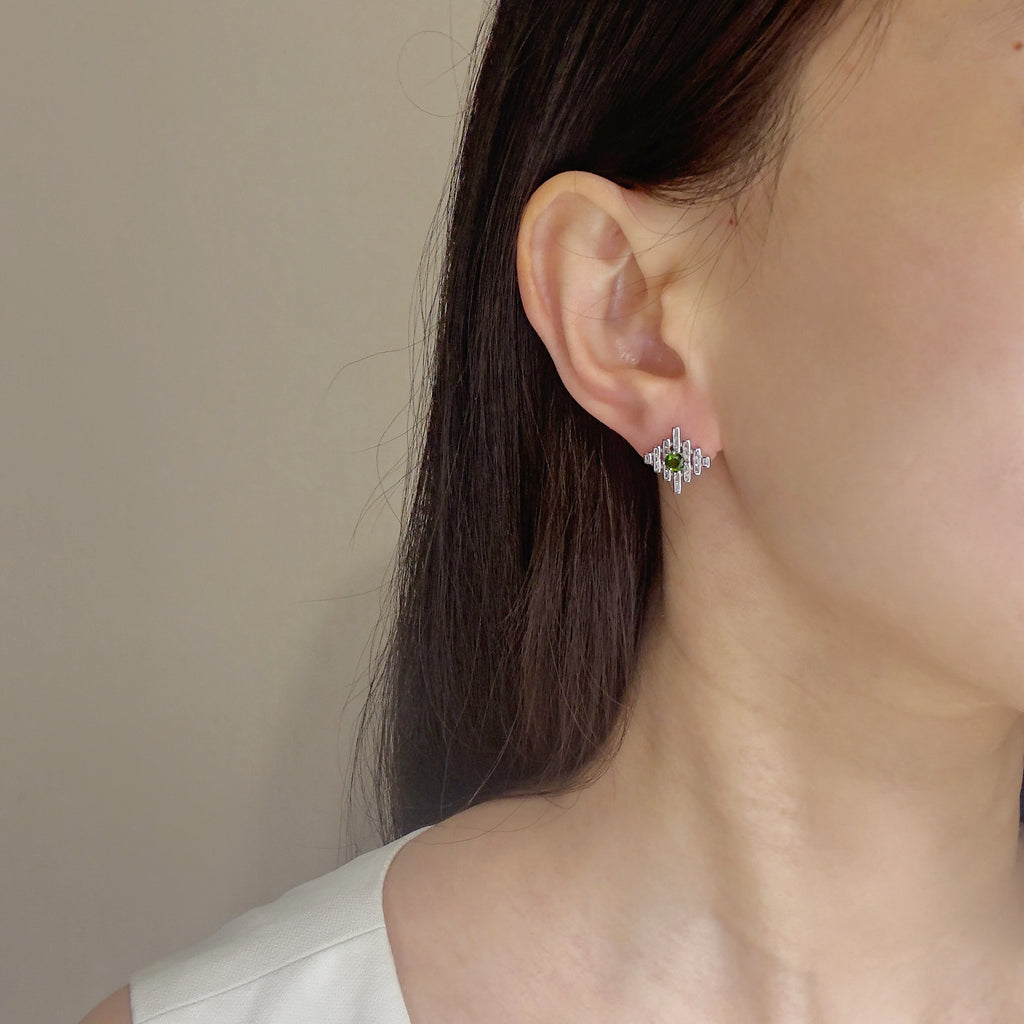 Green Awakening Diopside Earrings S925 Silver